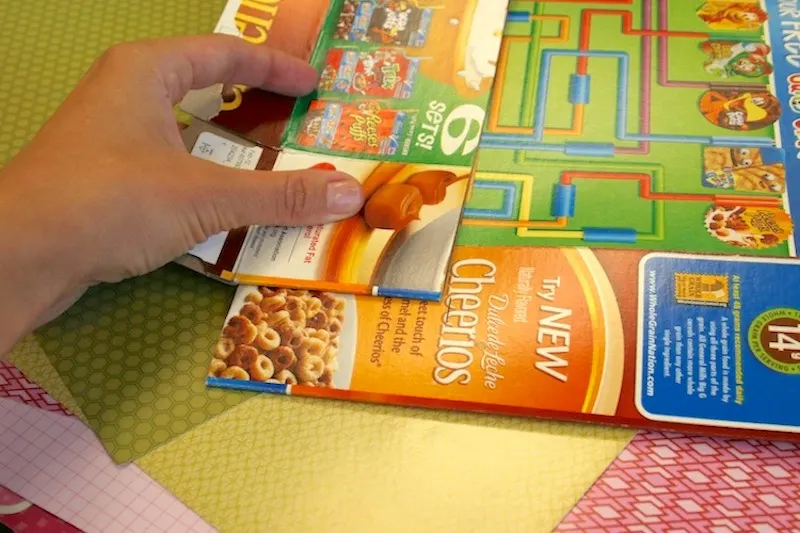 Cutting and matching the bottom of a cereal box