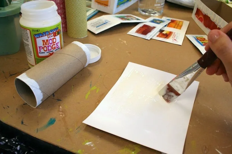 Painting Mod Podge on paper