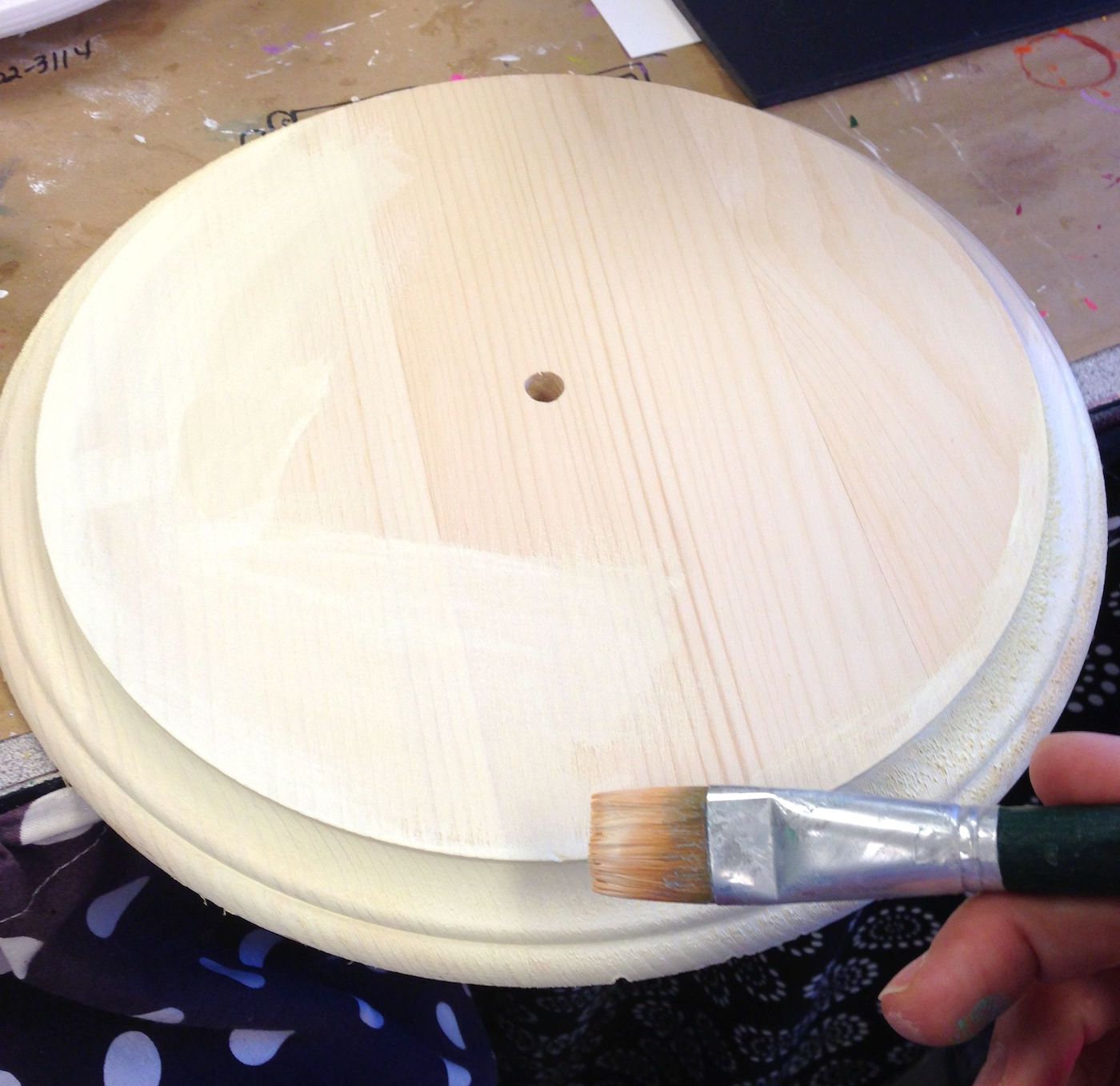 Painting a wood clock face with cream paint
