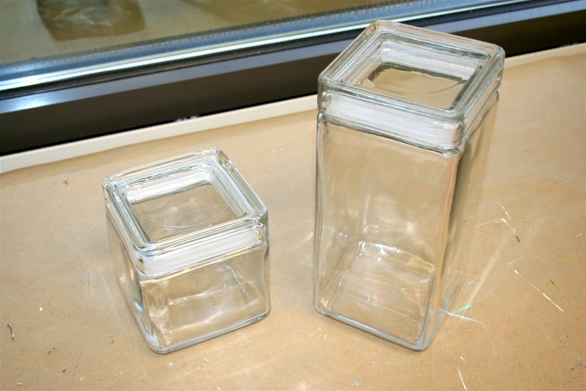 Two glass candy jars