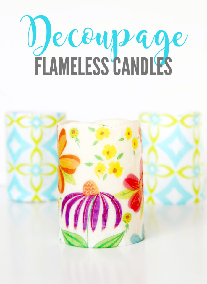 Decoupage Candles with Dollar Tree Napkins Mod Podge Rocks