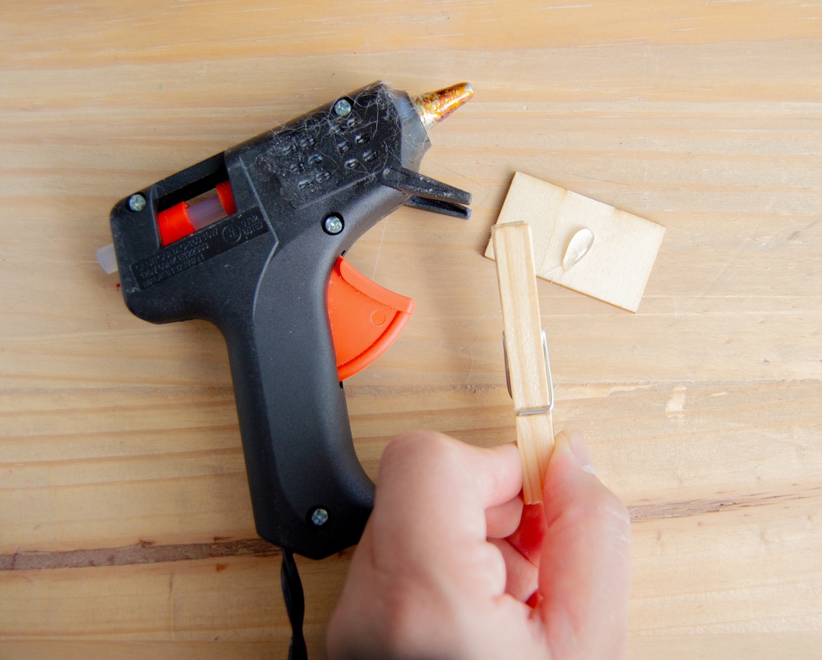 Hot gluing clips to the back of chalkboard tags