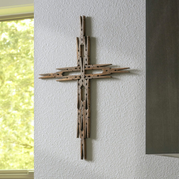 DIY clothespin cross