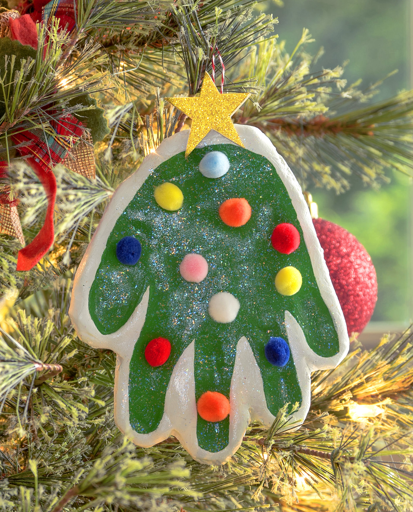 Handprint Christmas tree ornament