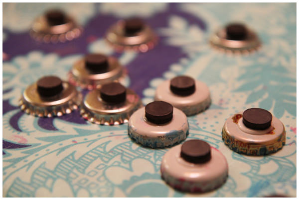 Mod Podge Bottle Cap Magnets - Mommy Hates Cooking