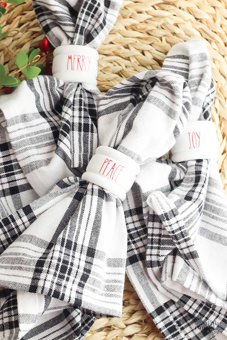 Christmas napkin rings Rae Dunn