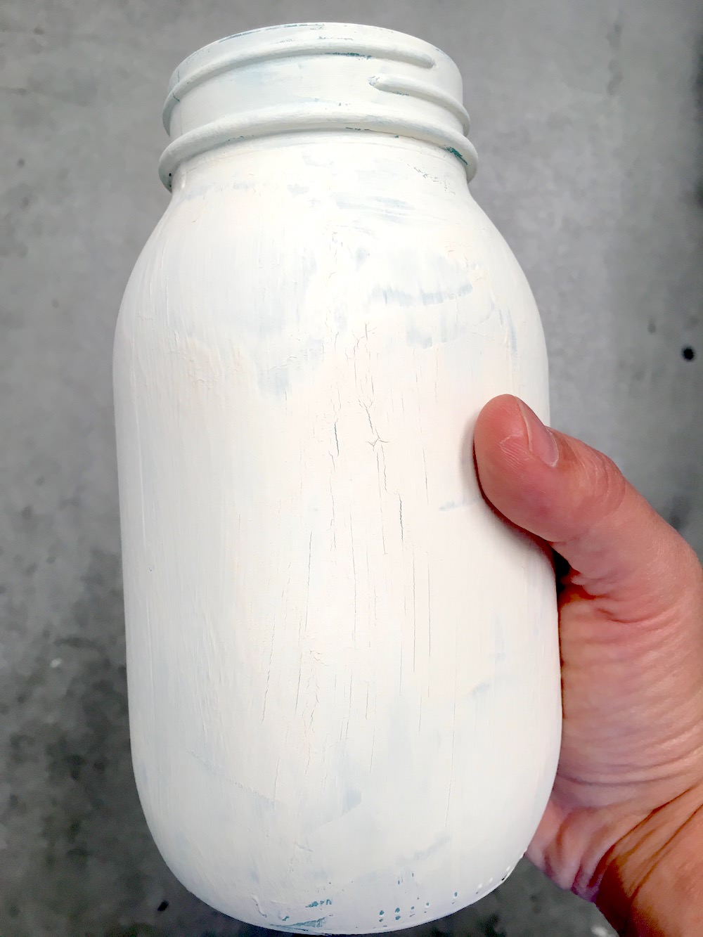 White painted mason jar