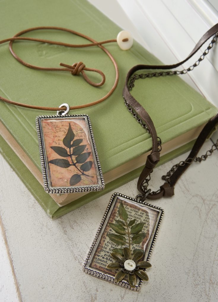 pressed leaf pendants