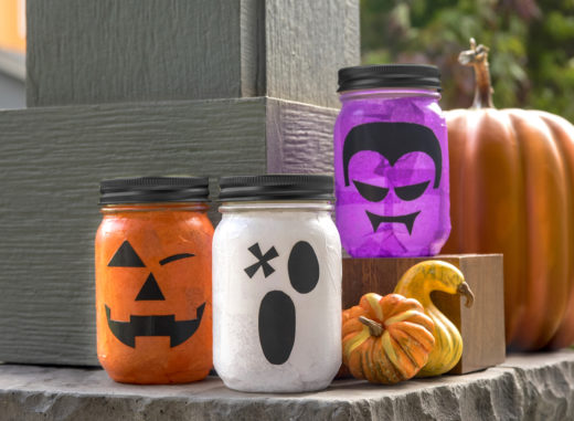 Halloween Mason Jar Lanterns for Decor - Mod Podge Rocks