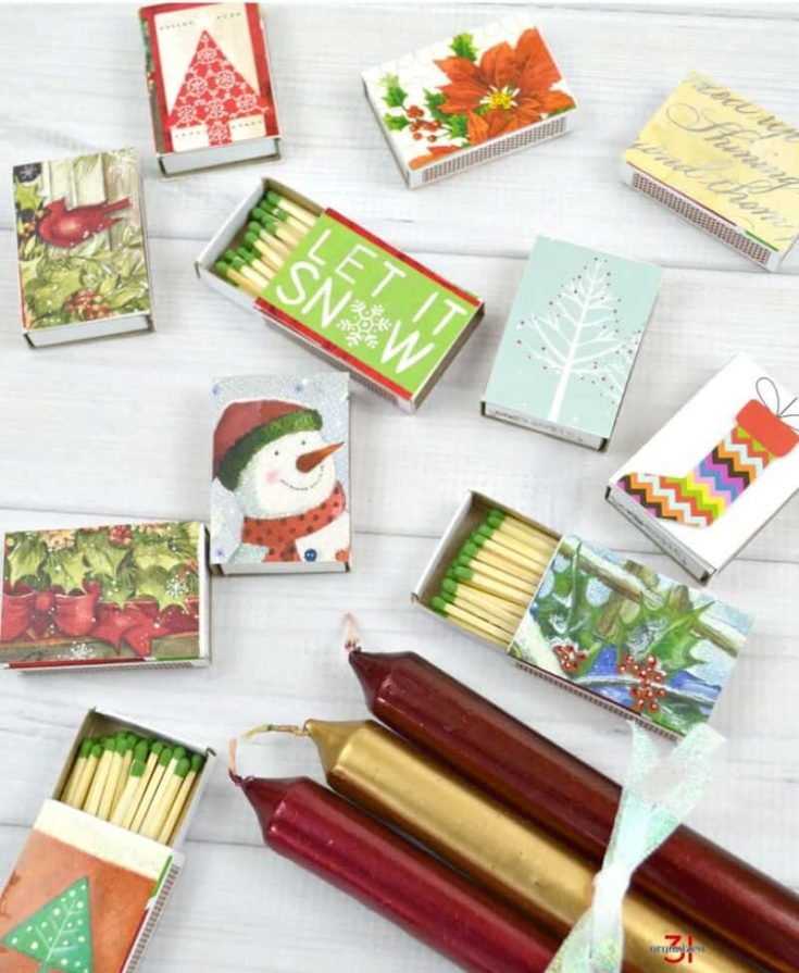 Decorative Matchbox recycled Christmas cards v2 e1635379068889