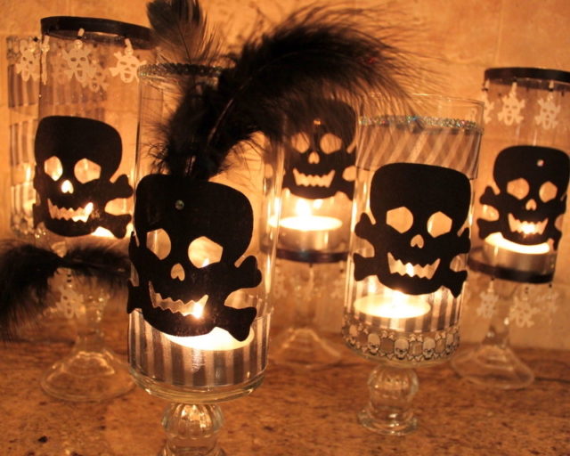 Halloween Candle Holders Made on a Budget Mod Podge Rocks