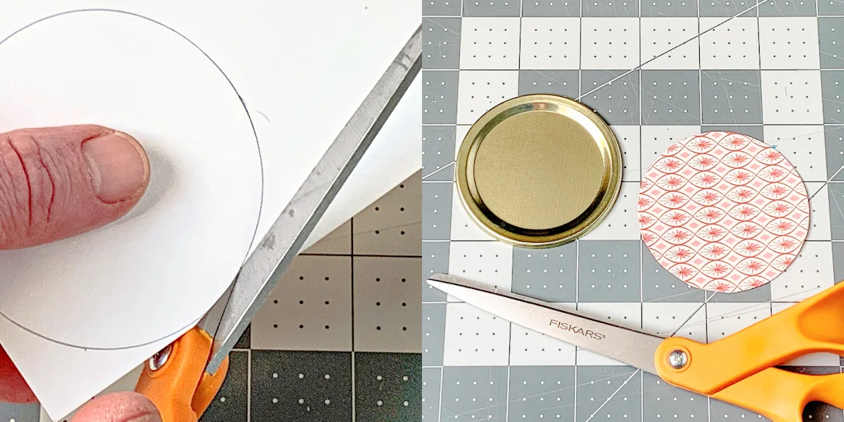 Cutting a piece of scrapbook paper into a circle