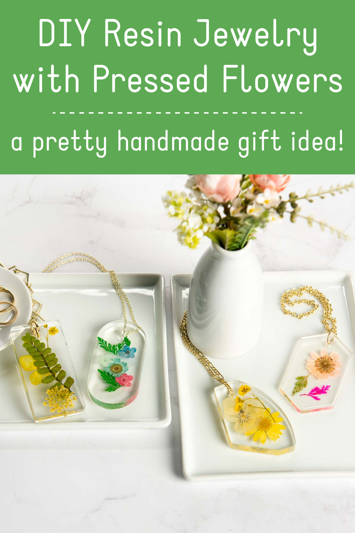 DIY resin jewelry with pressed flowers