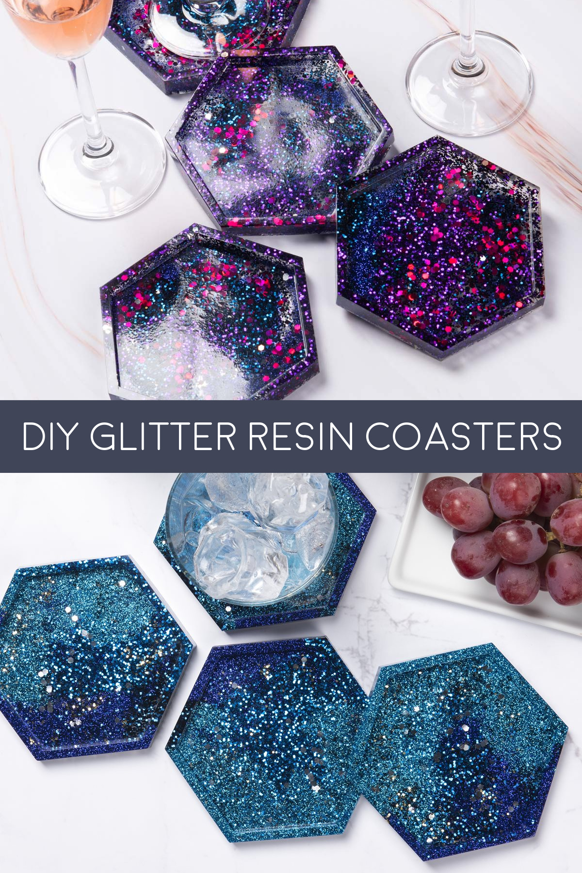 DIY Glitter Resin Coasters