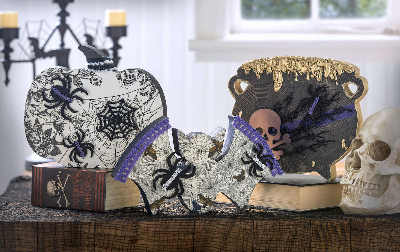 Decorate Halloween wood cutouts