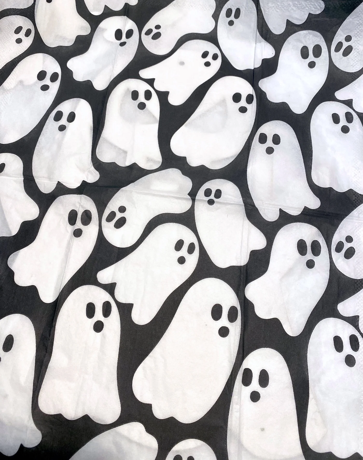 Napkin laying over the top of the ghost cutout