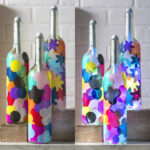 Decorating wine bottles with Mod Podge and tissue paper