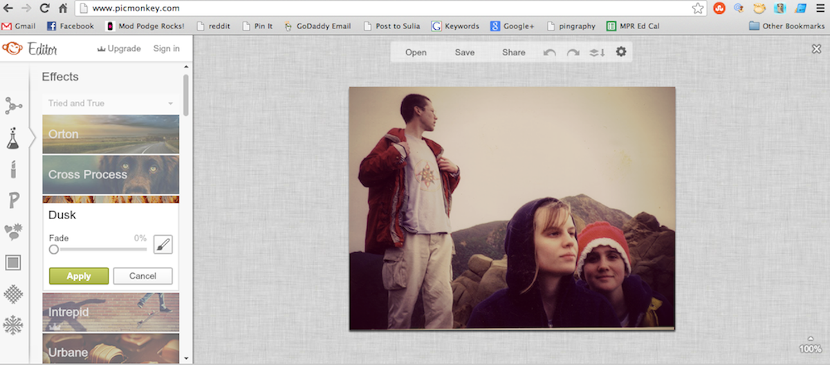 Applying a vintage filter to photos