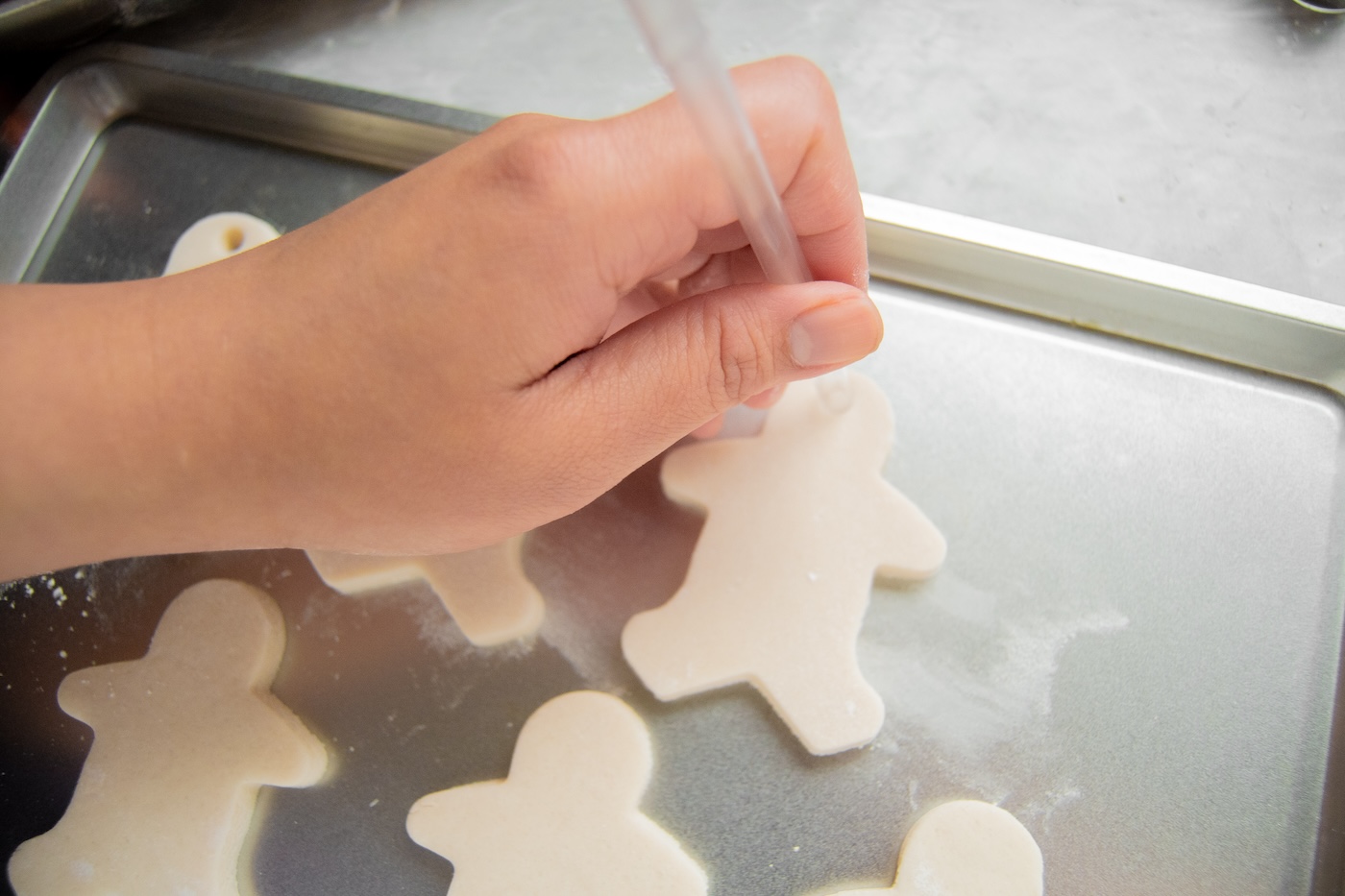 Use Straw to Poke a Hole on Top of the Ornament