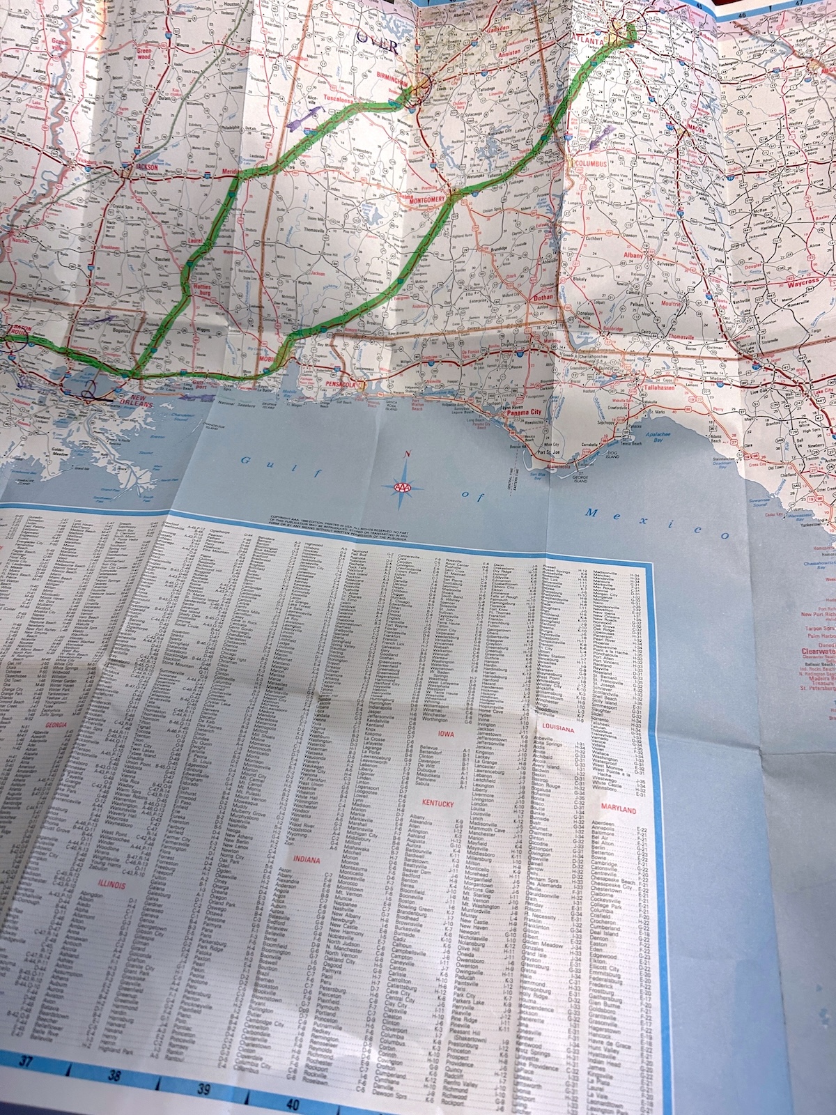 paper map folded open