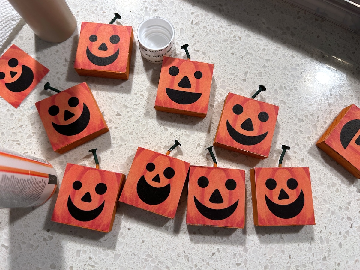 Pumpkin shapes drying on the counter