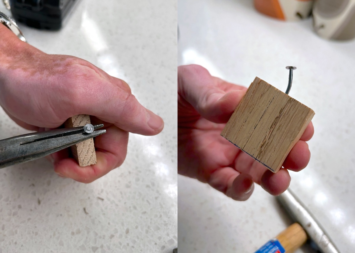 bend the nail slightly to the side with pliers