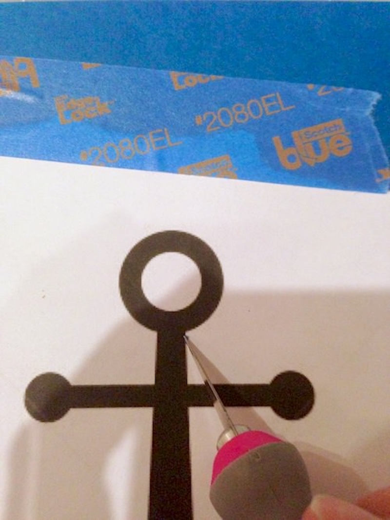 Cutting an anchor design out using a craft knife